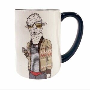 Signature Housewares Inc Hipster Inspired 17.5oz Stoneware Coffee Mug Llama NEW